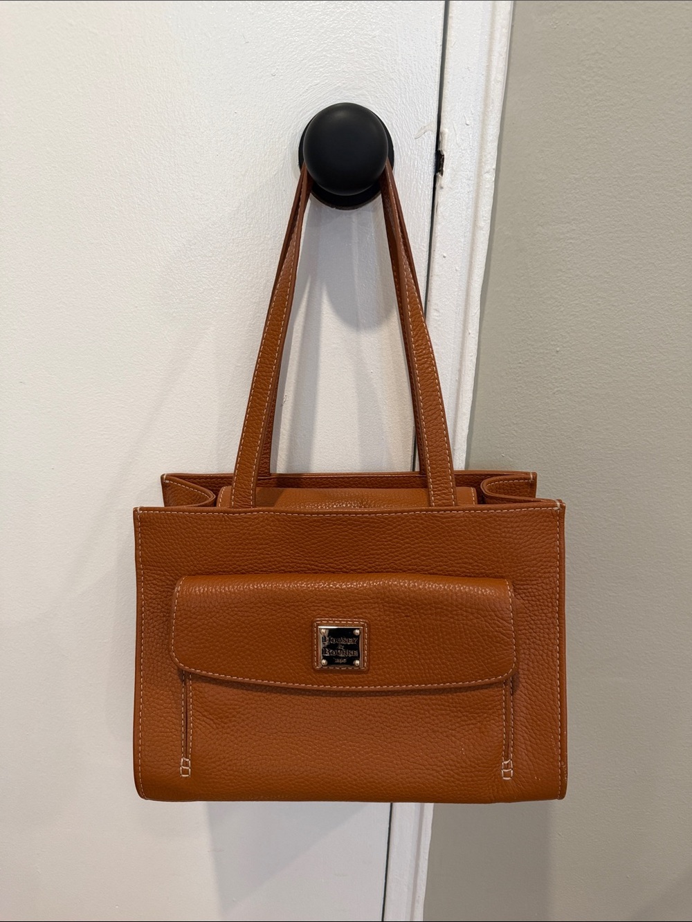 Dooney & Bourke Janine Front Pocket Shoulder Tote/ Cognac/ Like New